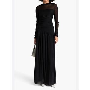 DIANE VON FURSTENBERG Kirstie mesh-paneled jersey maxi dress Black  Small